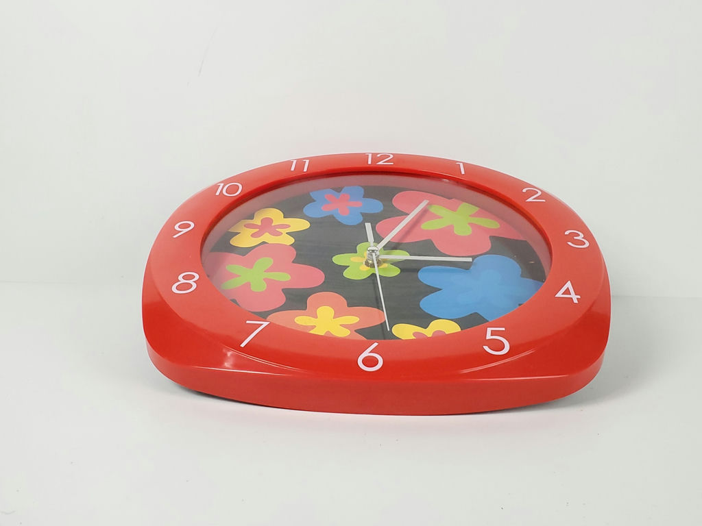 Modern Red Square Floral Print Analogue Quartz Wall Clock Flower Power Accent - image 2 of 7