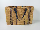 Boho Woven Straw Wicker Market Tote Bag Leather Handles Picnic Basket - thumbnail 5 of 9
