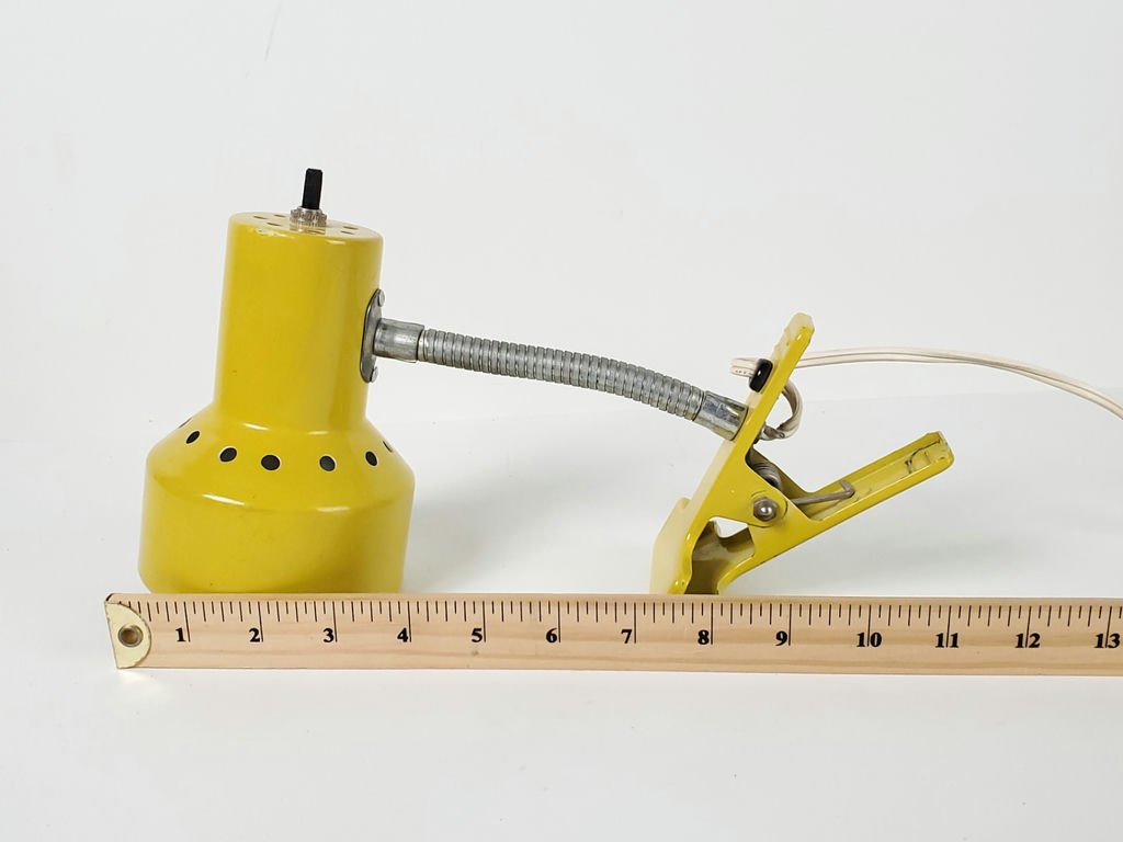 Vintage Yellow Gooseneck Clamp On Desk Lamp Industrial Work Light - image 6 of 6