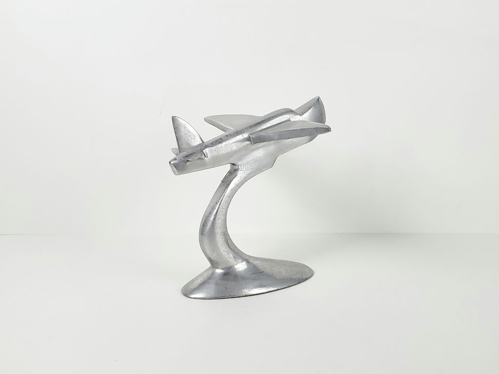 Vintage Art Deco Cast Aluminum Clipper Airplane Desktop Model Sculpture - image 1 of 10