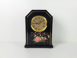 Vintage Charmant Japanese Black Lacquer Floral Mantel Clock - thumbnail 1 of 12