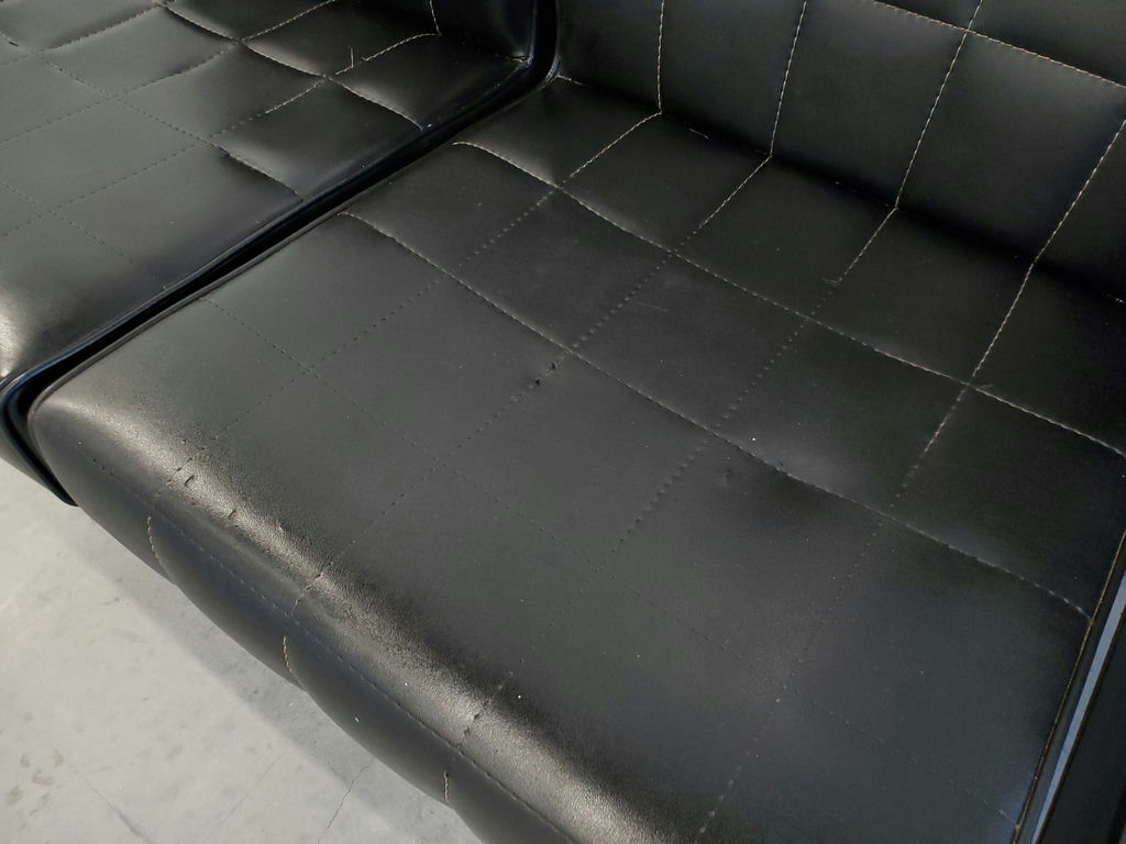 Vintage Mid-Century Modern Tufted 3-Seat Chrome Bench Sofa - image 7 of 16