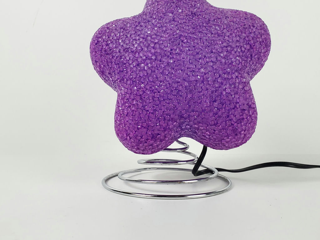 Vintage 90s Y2K Purple Melted Plastic Popcorn Star Accent Lamp Spring Base - image 2 of 8