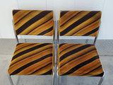 Pair of Vintage Mid-Century Striped Chrome Dining Chairs - thumbnail 5 of 10