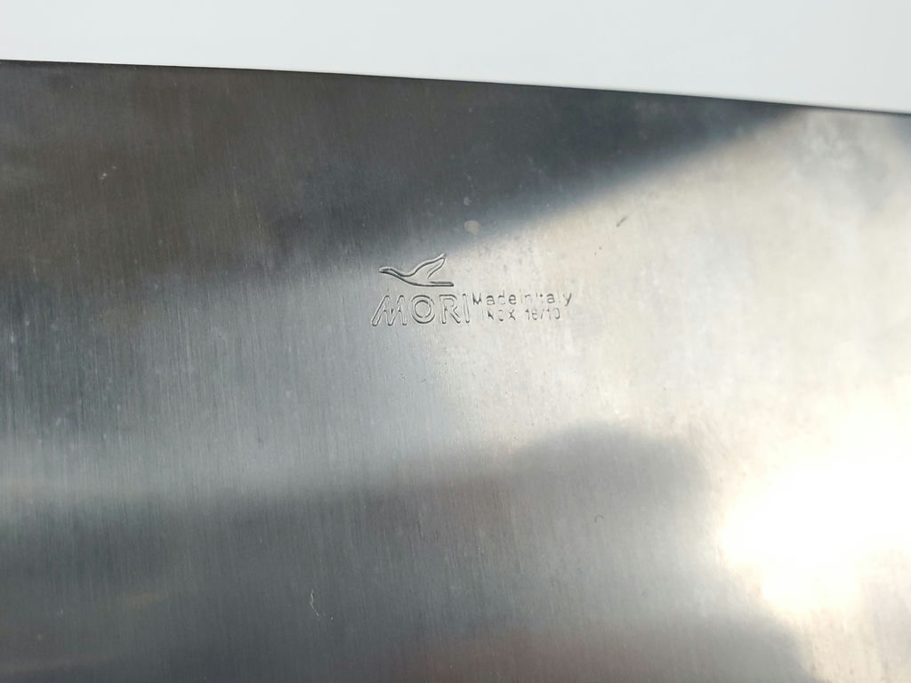 Vintage Mori Italian Stainless Steel Serving Tray with White Handles - image 7 of 10