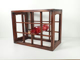 Vintage Wooden Multi Slot Countertop Wine Rack Industrial Grid Bottle Holder - thumbnail 1 of 7