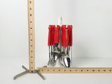 Vintage Retro 24-Piece Red Plastic Handle Flatware Set with Carousel Stand - thumbnail 6 of 7