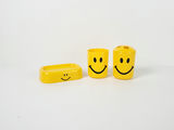 Vintage Yellow Plastic Smiley Face 3 Piece Bathroom Accessory Vanity Set - thumbnail 1 of 7