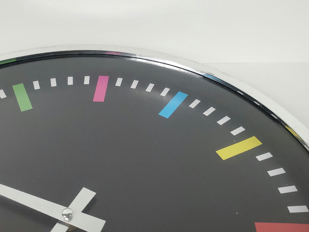 Modern Rainbow Index Polished Chrome Black Face Quartz Wall Clock - image 4 of 11