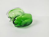 Vintage Murano Style Green Hand Blown Glass Handbag Purse Vase Clear Handles - thumbnail 6 of 7