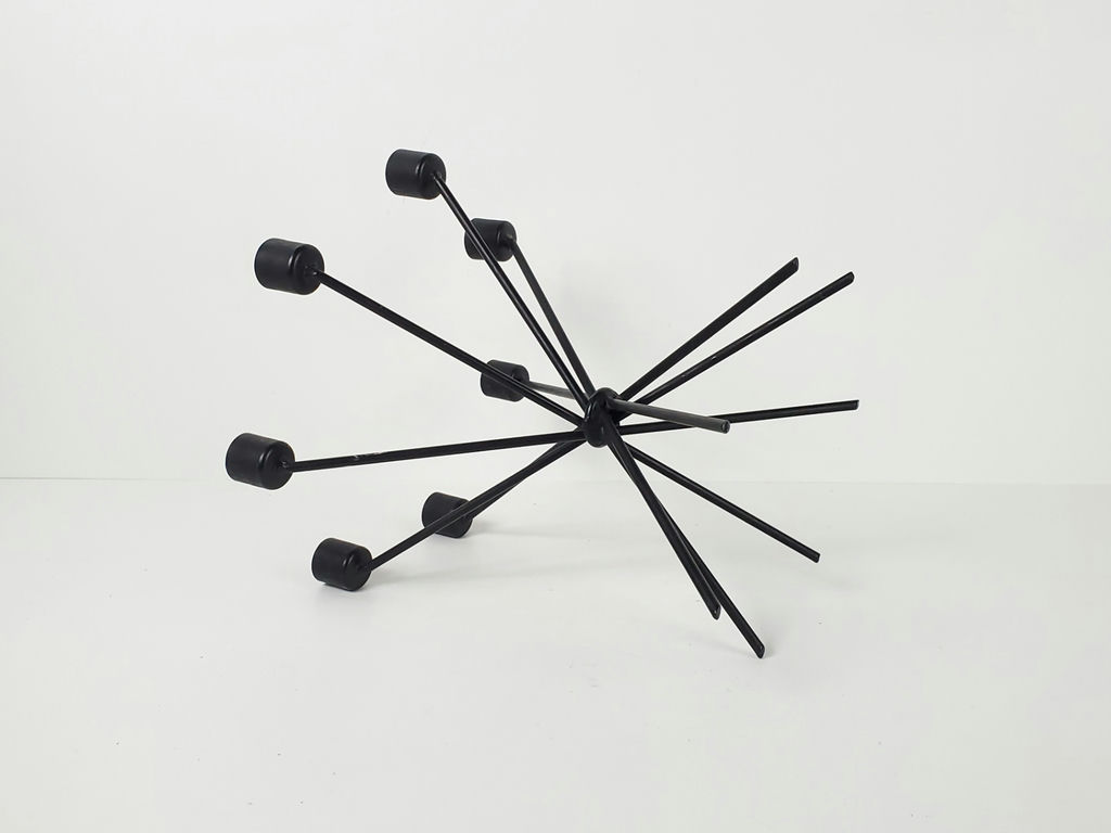 Industrial 6 Armed Black Steel Starburst Candelabra Candle Holder - image 9 of 9