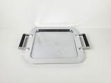 Torre & Tagus Chrome Serving Platter with Black Leather Handles - thumbnail 2 of 10