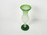 Vintage Murano Style Green Spiraling Mezza Filigrana Frosted Glass Trumpet Vase - thumbnail 2 of 9