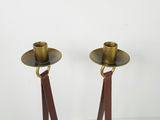 Vintage Brass Belt Buckle Candlestick Holders Equestrian Stirrup Style Pair - thumbnail 2 of 8