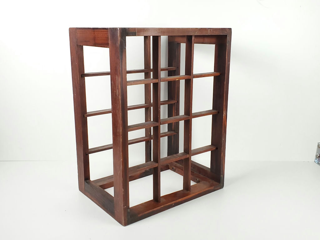 Vintage Wooden Multi Slot Countertop Wine Rack Industrial Grid Bottle Holder - image 3 of 7
