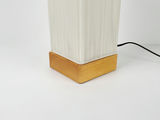 Minimalist Ribbed White Cord Cylinder Table Lamp Wood Base - thumbnail 6 of 9