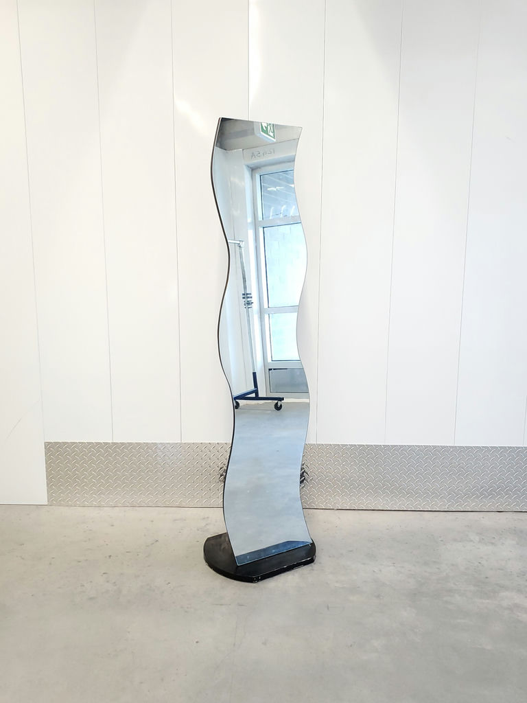 Vintage Modernist Wavy Squiggle Freestanding Floor Mirror - image 1 of 11