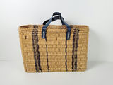 Boho Woven Straw Wicker Market Tote Bag Leather Handles Picnic Basket - thumbnail 2 of 9
