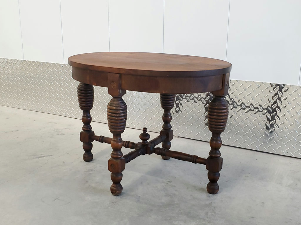 Vintage Antique Style Wooden Oval Side Table with Spindle Legs - image 13 of 13