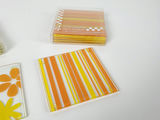 Vintage Retro Floral and Striped Glass Drink Coasters - 2 Set - thumbnail 2 of 8