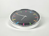 Modern Rainbow Index Polished Chrome Black Face Quartz Wall Clock - thumbnail 2 of 11