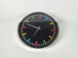 Modern Rainbow Index Polished Chrome Black Face Quartz Wall Clock - thumbnail 1 of 11