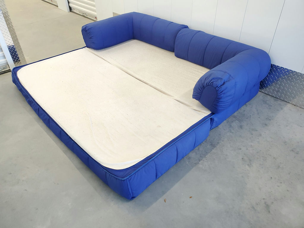 Vintage 1980s IKEA Grinda Blue Quilted Convertible Sofa Bed - image 18 of 18