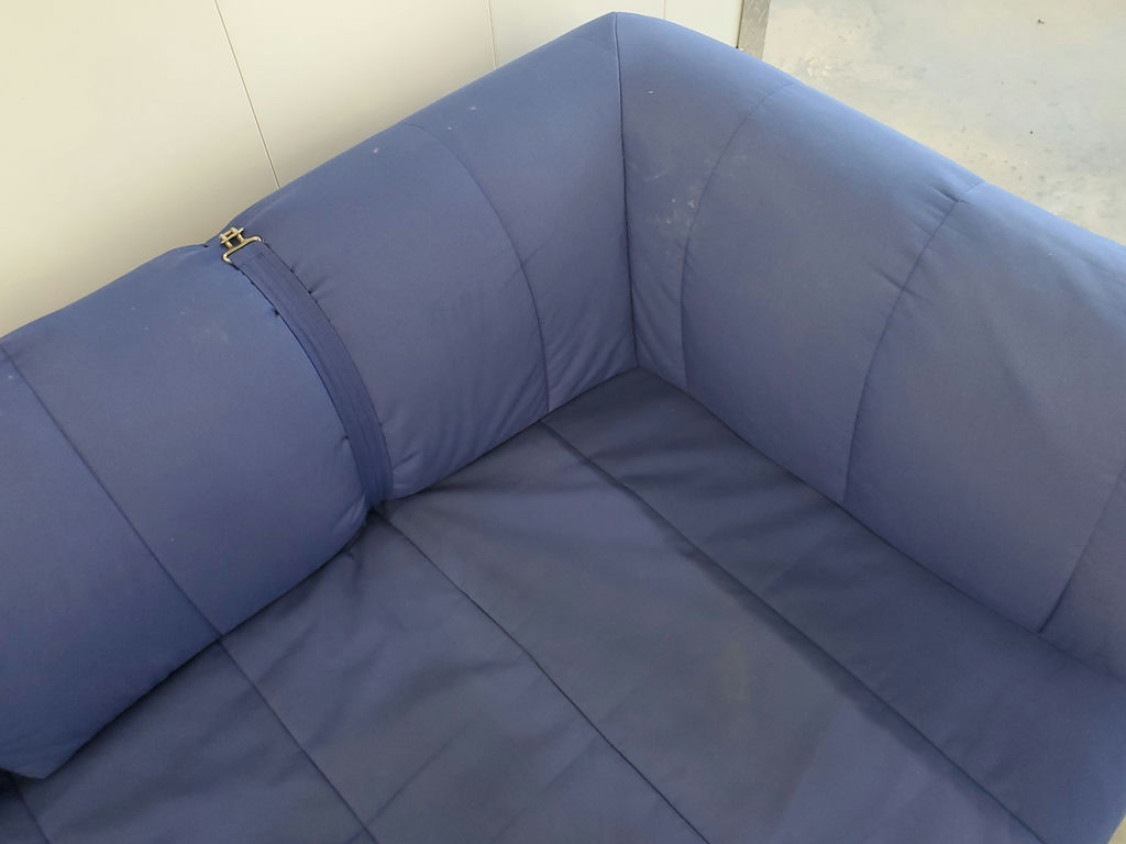 Vintage 1980s IKEA Grinda Blue Quilted Convertible Sofa Bed - image 9 of 18