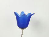 Vintage Blue Frosted Glass Tulip Candlestick with Wavy Pewter Stem - thumbnail 2 of 7