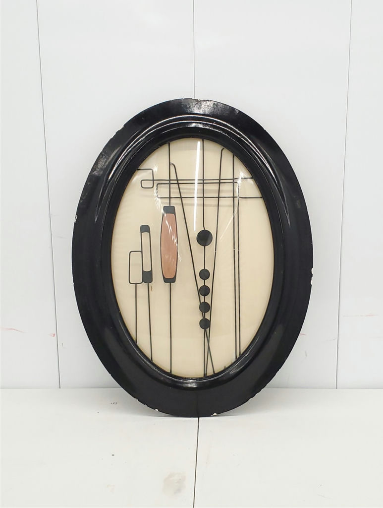 Vintage Mid Century Modern Abstract Metal Wire Bubble Convex Glass Oval Wall Art - image 1 of 11
