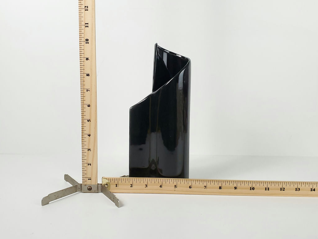 Modernist Black Ceramic Folded Wave Sculptural Ikebana Bud Vase - image 9 of 9