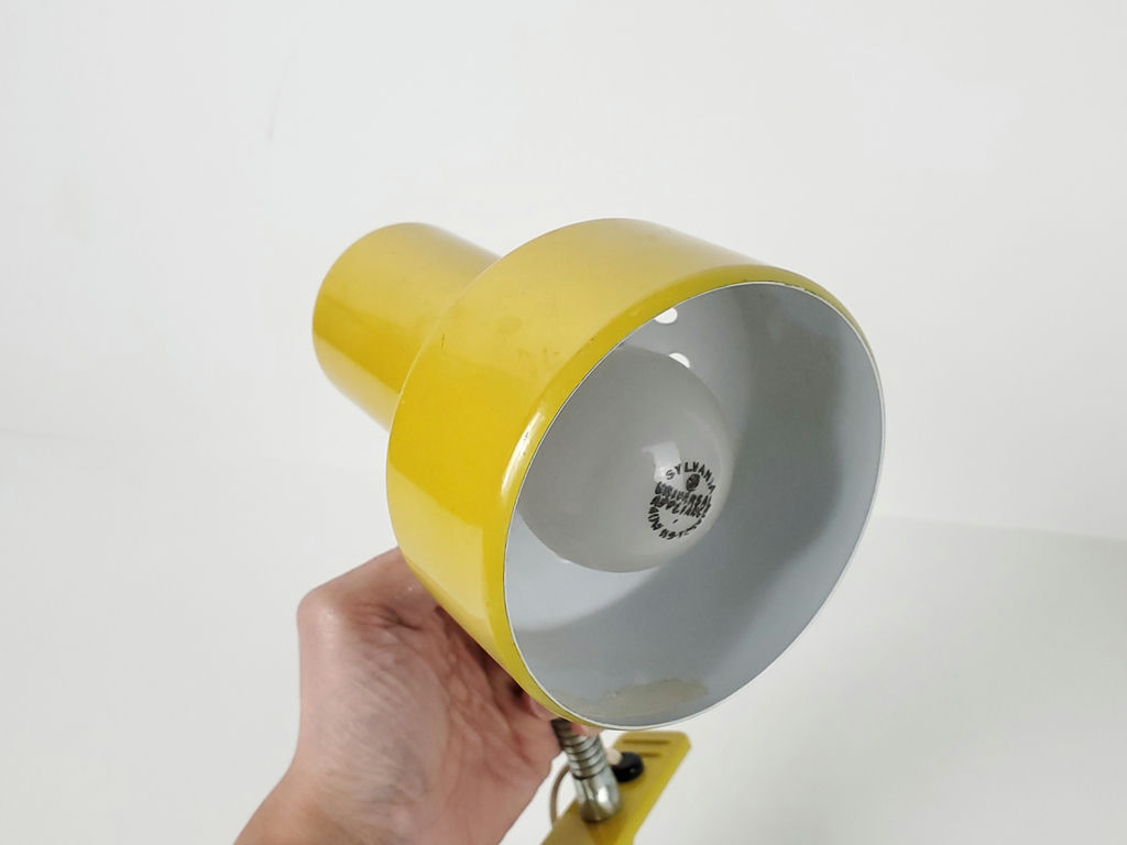 Vintage Yellow Gooseneck Clamp On Desk Lamp Industrial Work Light - image 4 of 6