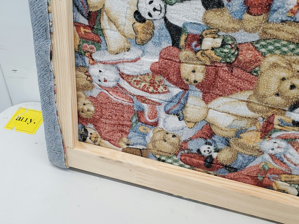 Vintage Teddy Bear Nursery Toy Box Quilt Stretched Frame Wall Art - image 12 of 13