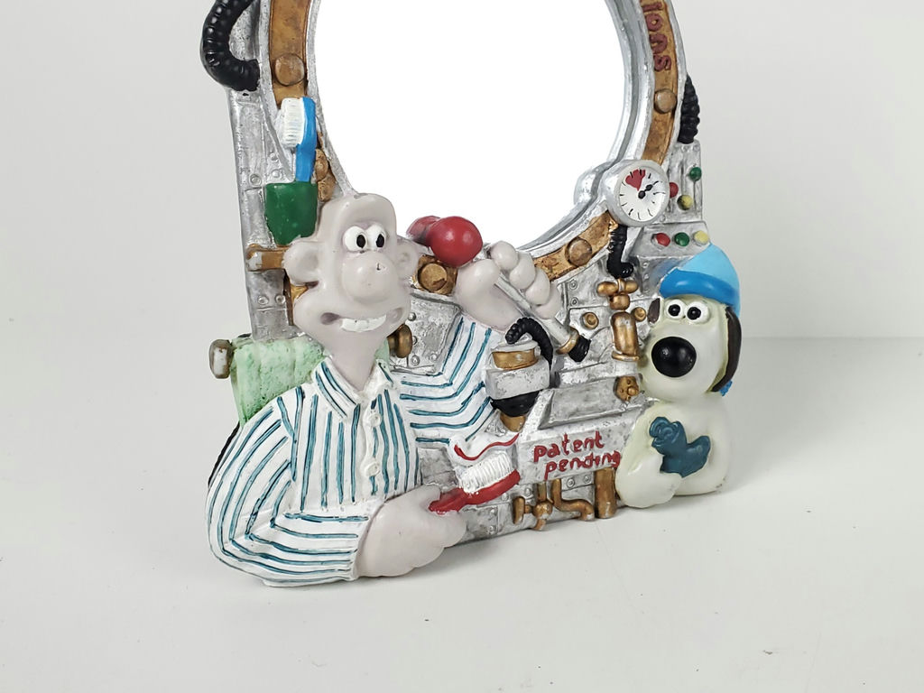 Vintage 1989 Wallace & Gromit Auto Ablutions Ceramic Shaving Mirror - image 2 of 8