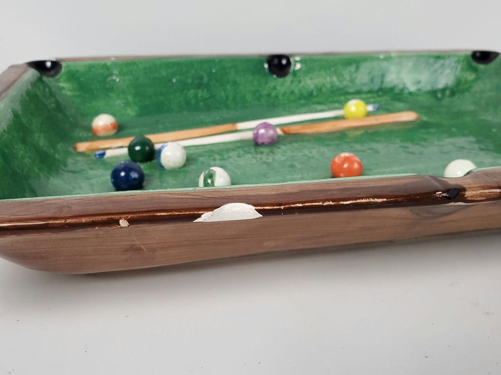 Vintage Cardinal Inc Handpainted Ceramic Pool Table Chip and Dip Set - image 8 of 13