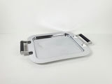 Torre & Tagus Chrome Serving Platter with Black Leather Handles - thumbnail 1 of 10