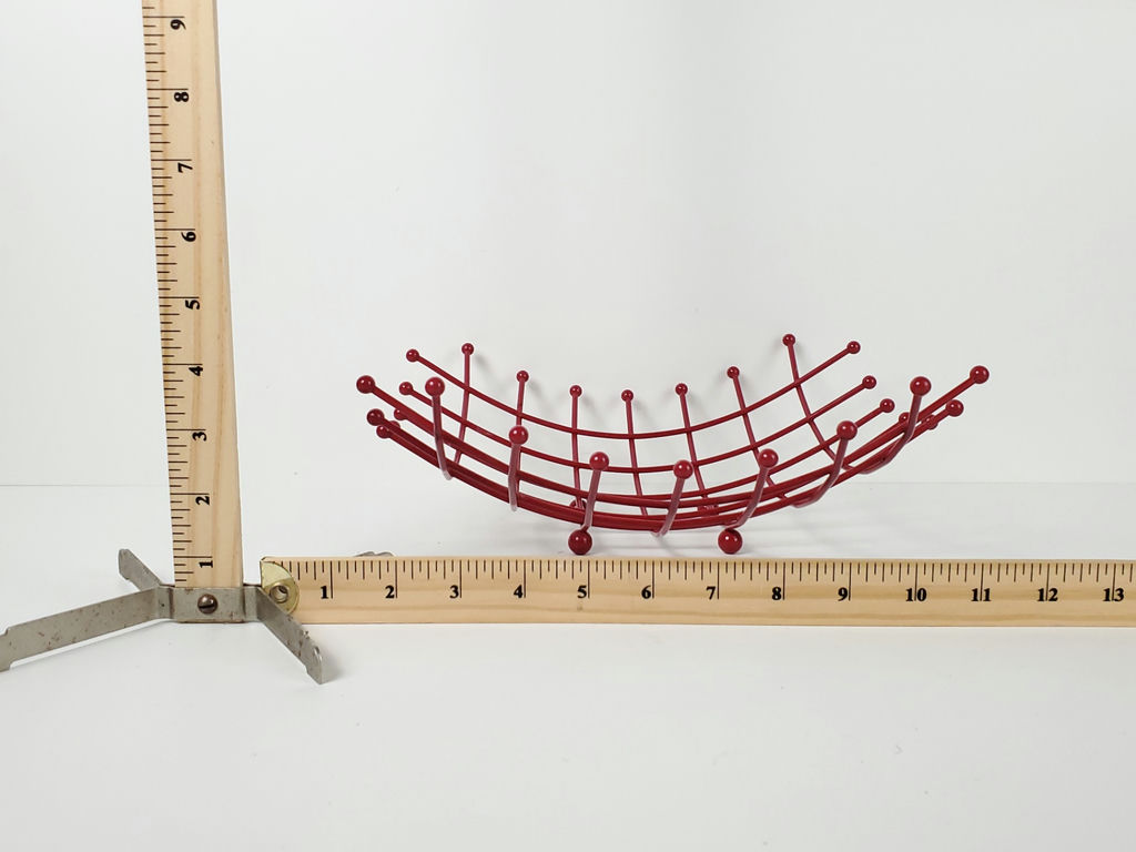 Vintage IKEA Red Wire Atomic Metal Fruit Basket Bowl with Ball Feet - image 7 of 7
