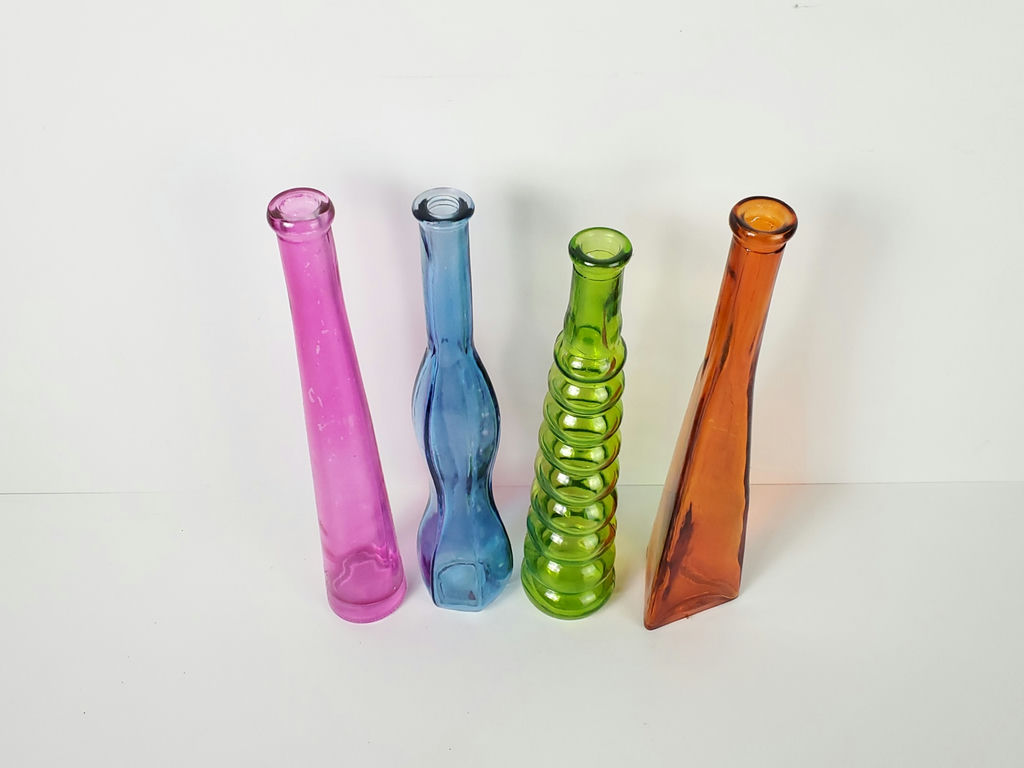 Vintage Mid-Century Colorful Geometric Glass Bud Vases - Set of 4 - image 2 of 8
