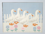 Vintage Country Style Fabric Puffy Applique White Geese Framed Wall Art - thumbnail 2 of 10