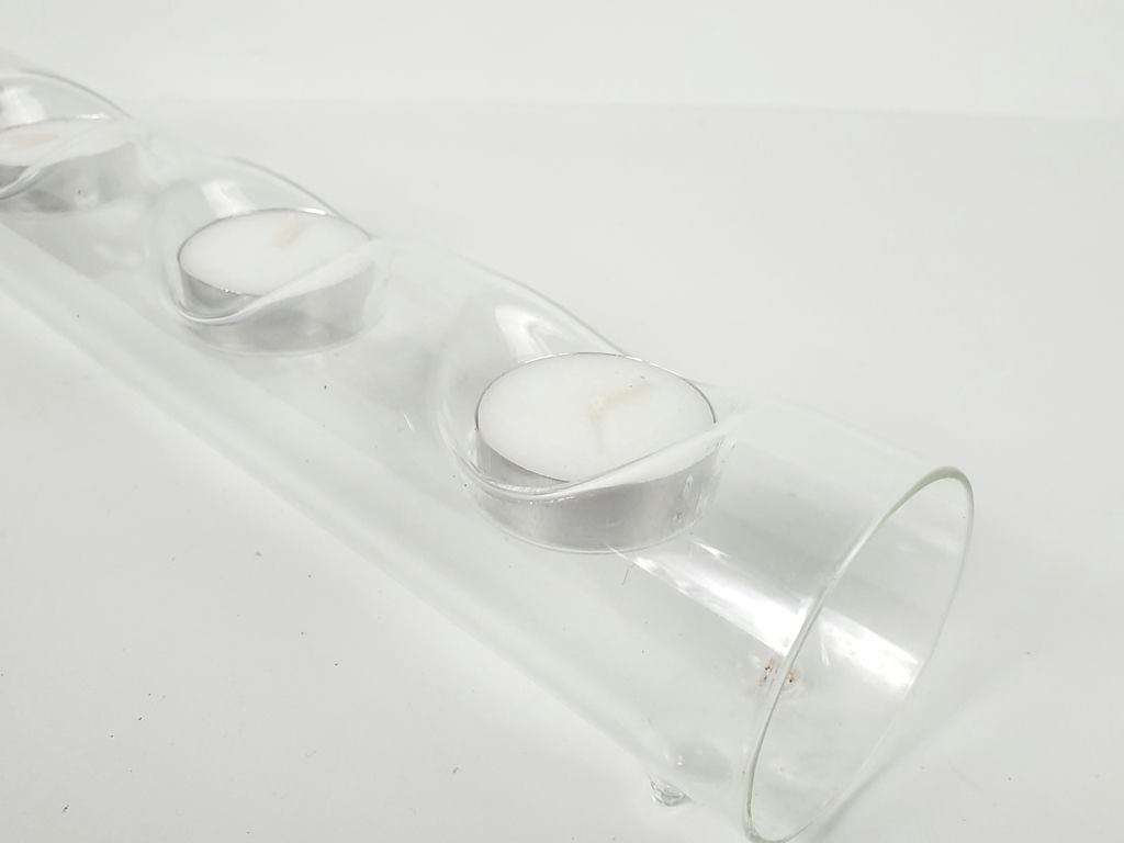 Modern Clear Glass Cylinder Tealight Holder Multi Candle Centerpiece - image 4 of 8