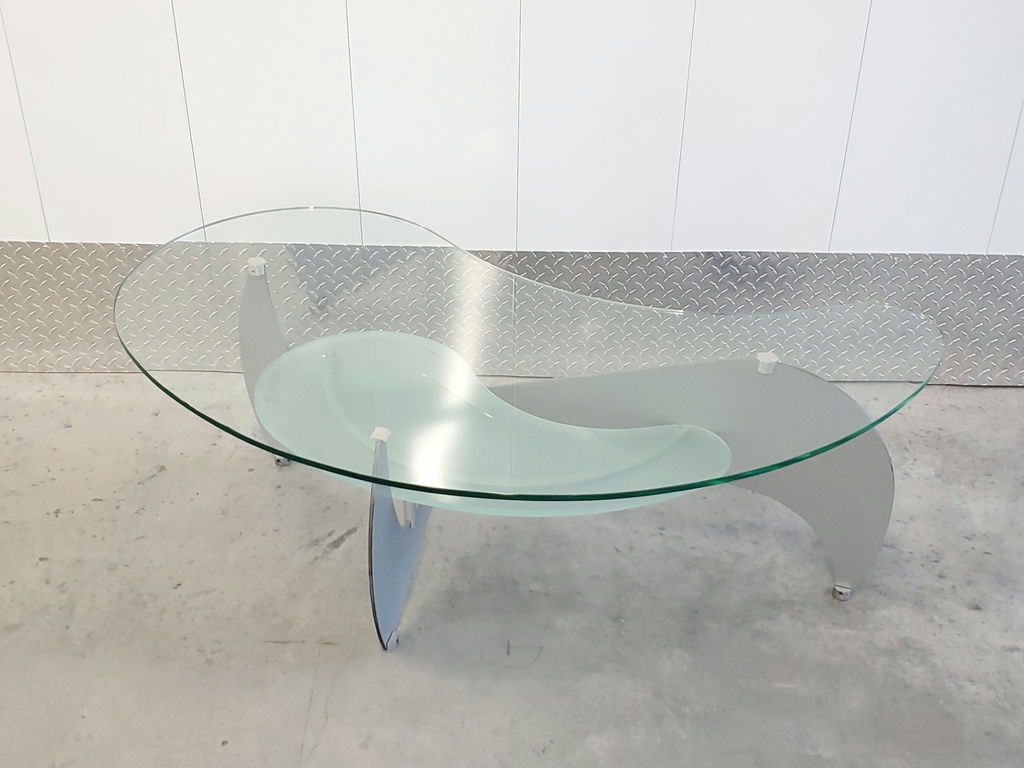 Vintage Mid-Century Modern Biomorphic Glass Kidney Coffee Table - image 2 of 16
