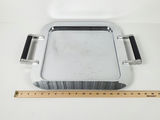 Torre & Tagus Chrome Serving Platter with Black Leather Handles - thumbnail 8 of 10