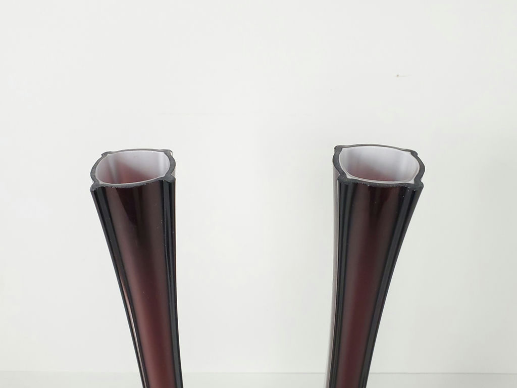 Vintage Amethyst Eiffel Tower Glass Vases - Pair - image 2 of 10