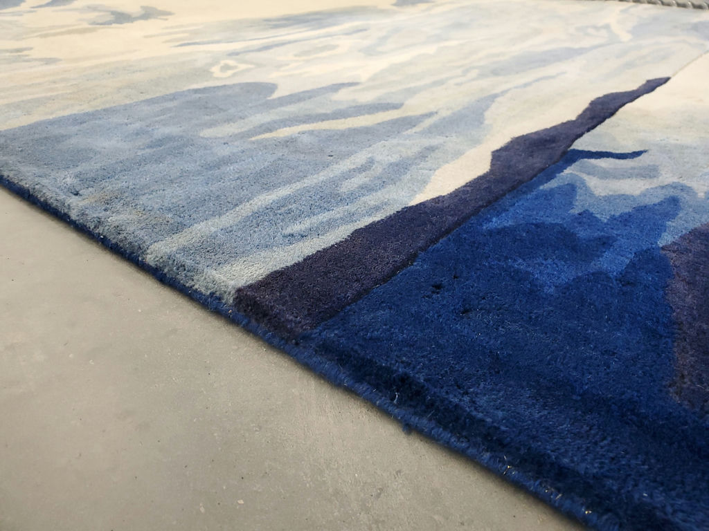 Modern Abstract Ocean Landscape Scene 100% Wool Area Rug - image 10 of 12