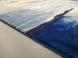 Modern Abstract Ocean Landscape Scene 100% Wool Area Rug - thumbnail 10 of 12