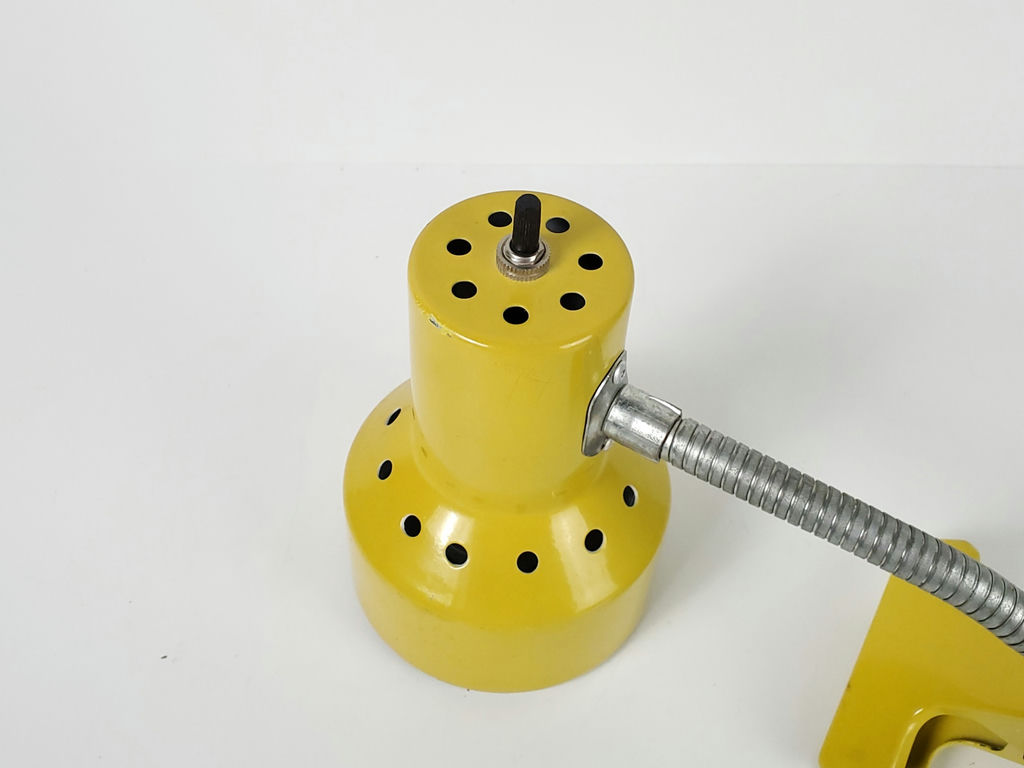 Vintage Yellow Gooseneck Clamp On Desk Lamp Industrial Work Light - image 2 of 6