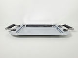 Torre & Tagus Chrome Serving Platter with Black Leather Handles - thumbnail 10 of 10