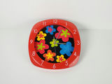 Modern Red Square Floral Print Analogue Quartz Wall Clock Flower Power Accent - thumbnail 1 of 7