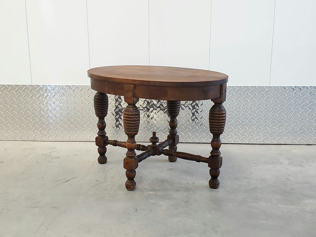 Vintage Antique Style Wooden Oval Side Table with Spindle Legs - image 1 of 13