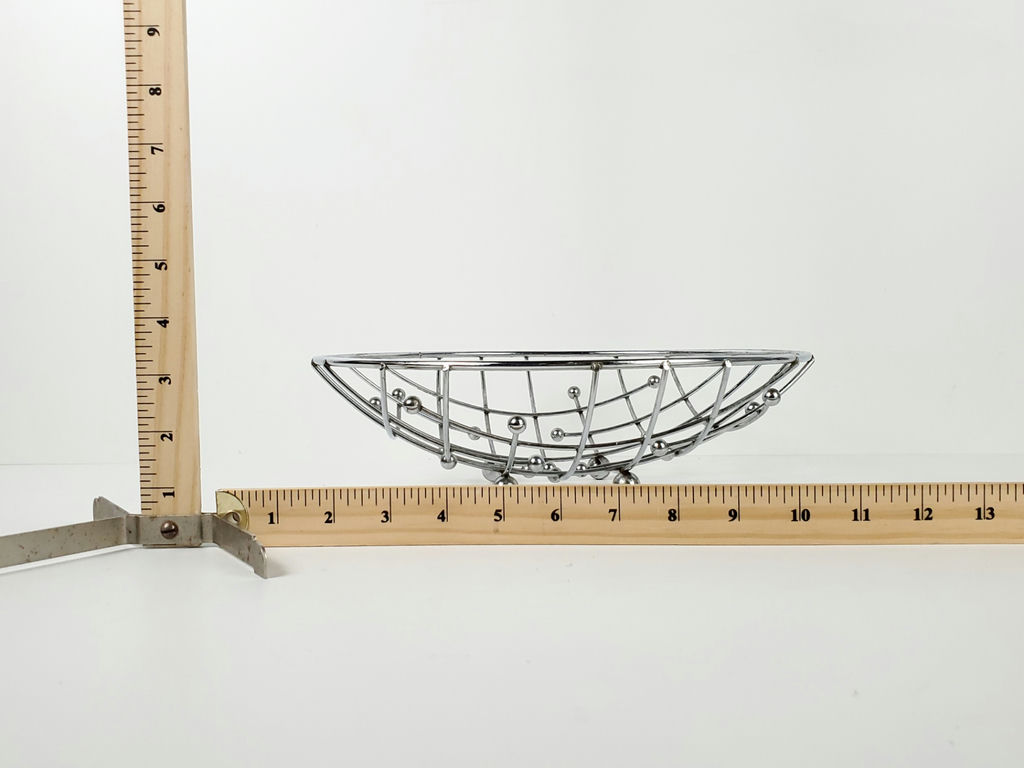 Vintage Mid-Century Atomic Chrome Wire Mesh Fruit Basket Bowl - image 7 of 9